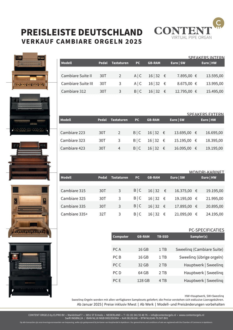 Orgel Content Cambiare Suite III